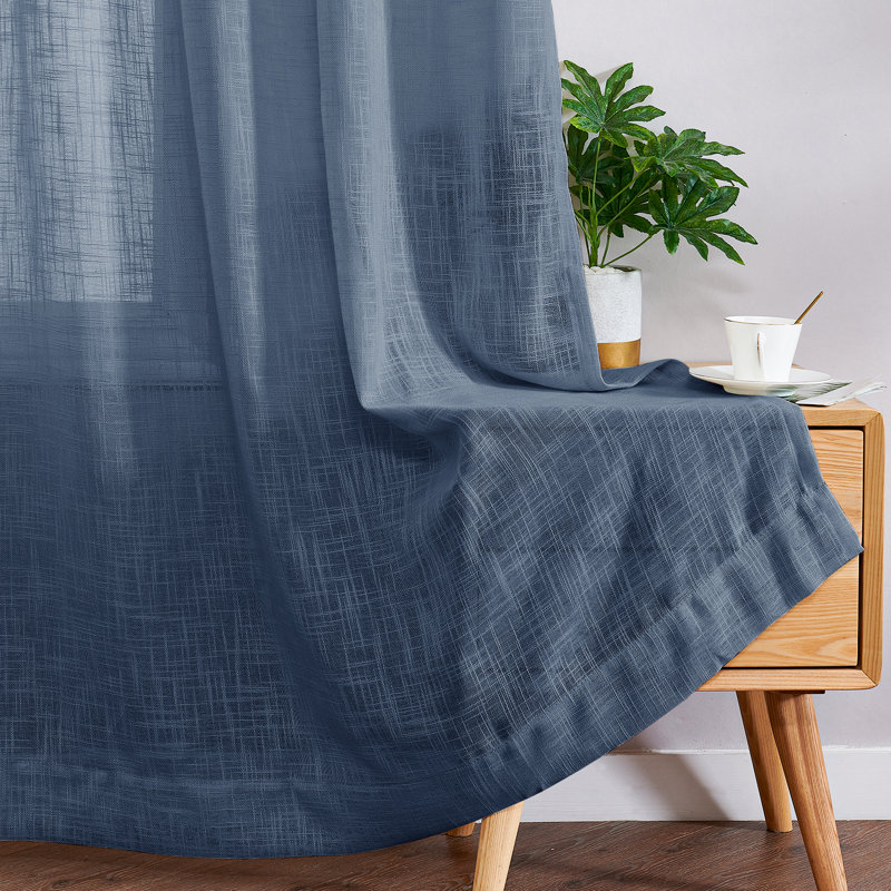 Ensemble de panneaux de rideaux diaphanes pour salon, l 52" x L 95", Bleu marine