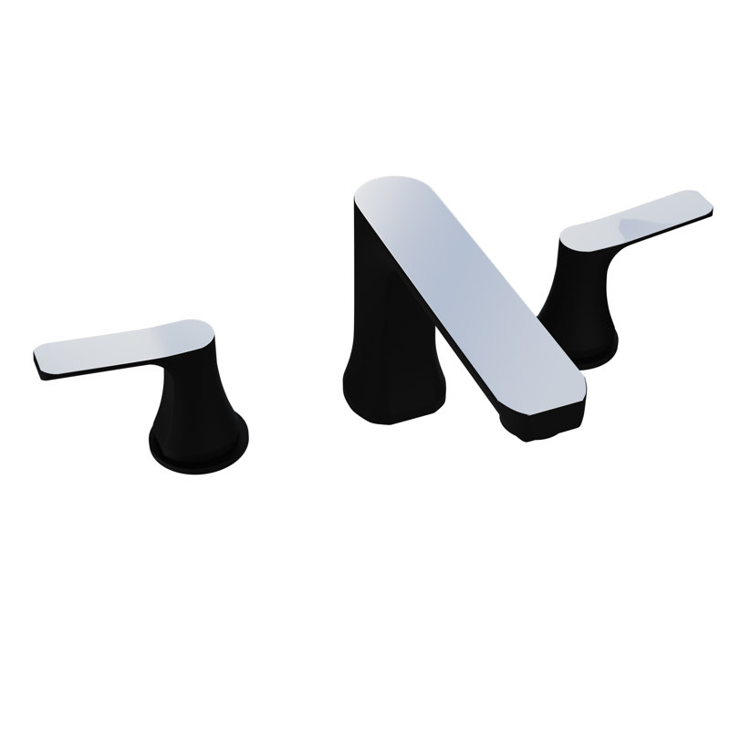 2-handle Bathroom Faucet with Drain Assembly, Noir mat / Chrome