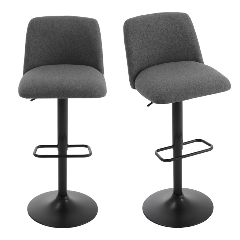 Dellaquila Upholstered Adjustable Height Counter Stool with Metal Frame, Grey