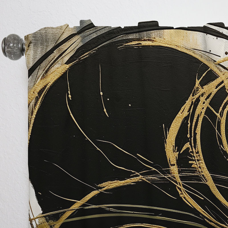 Black And Gold The Art Of Chaos V - Abstract Velvet Curtain - 1 Panel, 52" W x 120" L