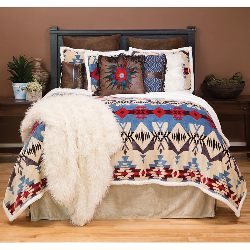 River Southwest Polyester Geometric Shapes Comforter, King Comforter + 2 Shams + 1 Throw Pillow