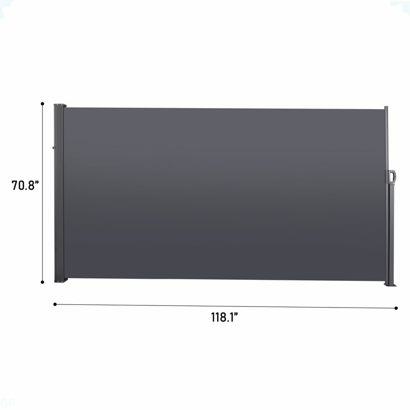 Retractable Side Screen Awning, UV Resistant, Waterproof, Patio Privacy Screen For Garden, Balcony, Courtyard(Dark Grey), 118.1" X 70.9"