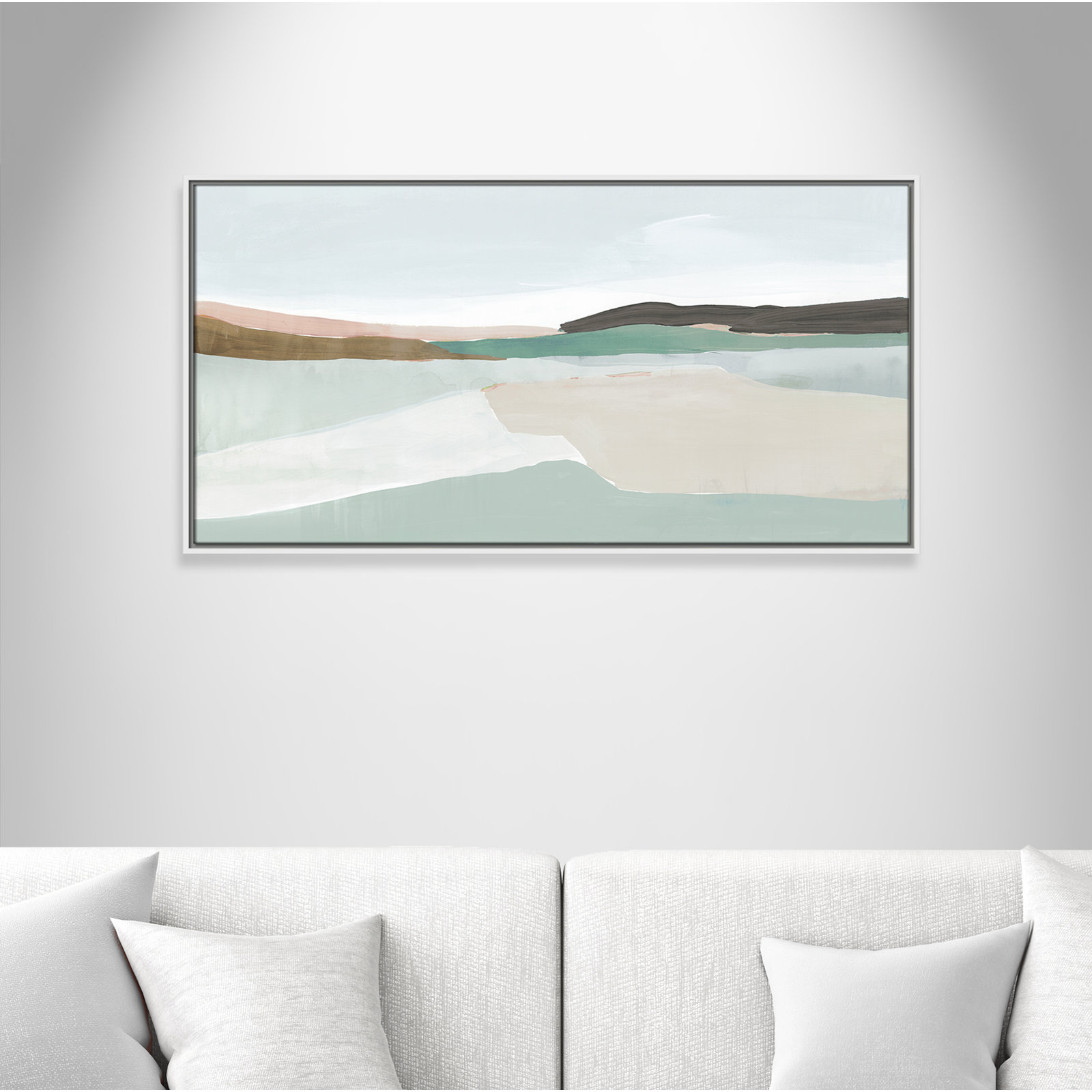Sole of the Land I Floater Frame Painting, 21.5" H x 41.5" W, White