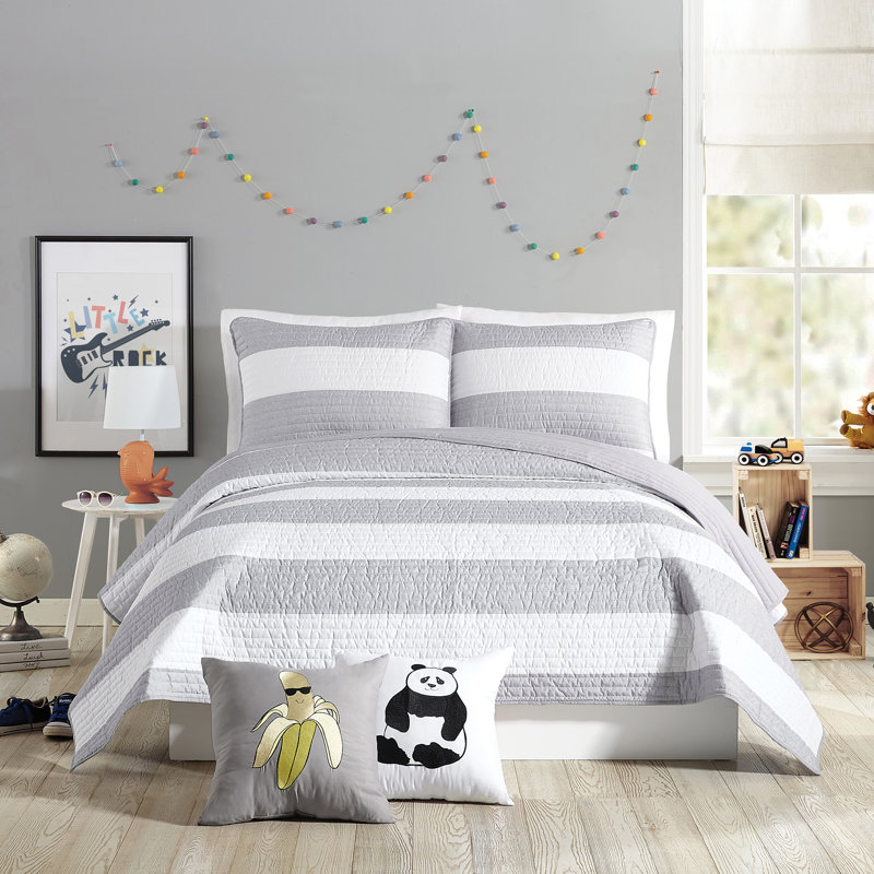 Ensemble de courtepointe réversible en microfibre Lavelle, Full/Queen Quilt + 2 Standard Shams