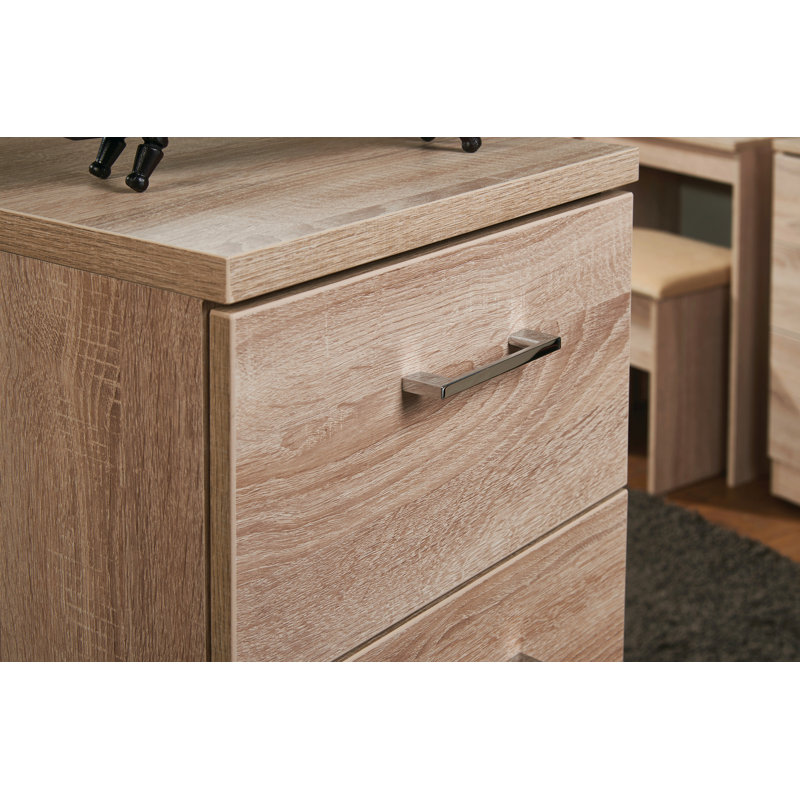 Fully Assembled Ingram 2 Drawer Bedside Table, Bardolino Oak