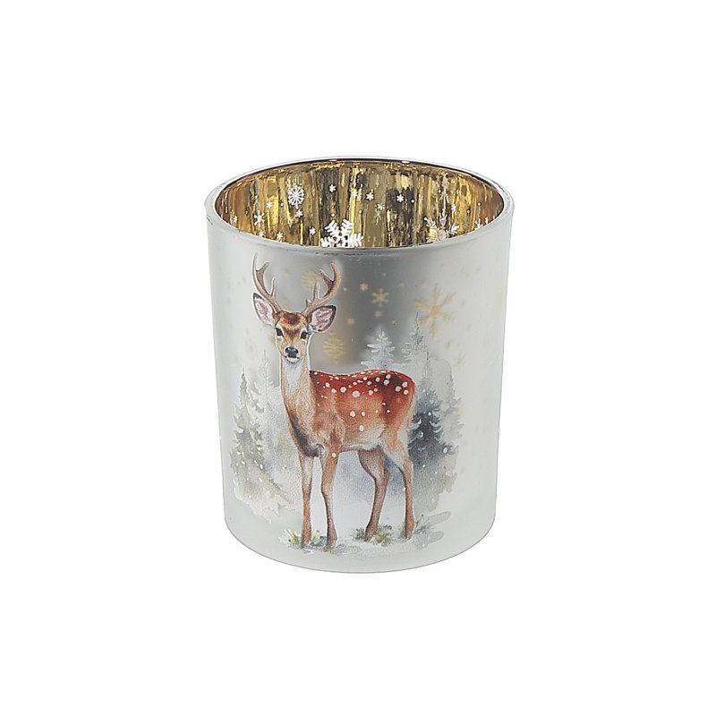 Petit bougeoir en verre cerf - ensemble de 2, H 5 po x l 5 po x P 5 po
