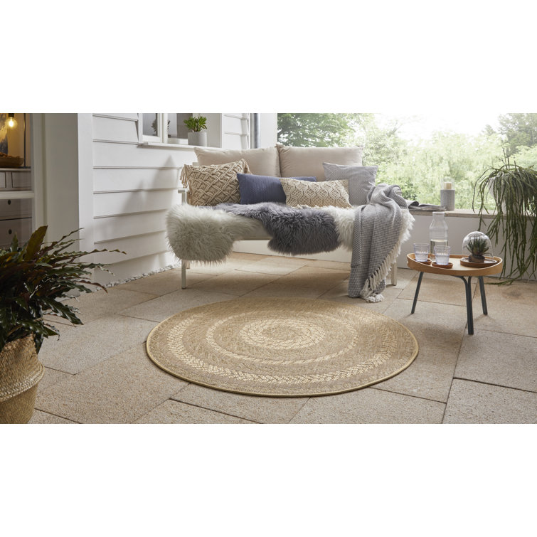 Round Almendro Geometric Flatweave Indoor / Outdoor Area Rug