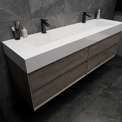Albizu 71 " W Wall Mounted Wall Mounted 2 Double With Acrylic Top