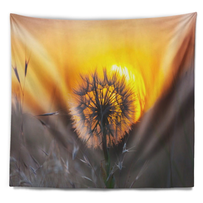 Tapisserie florale au pissenlit, H 50 po x l 60 po