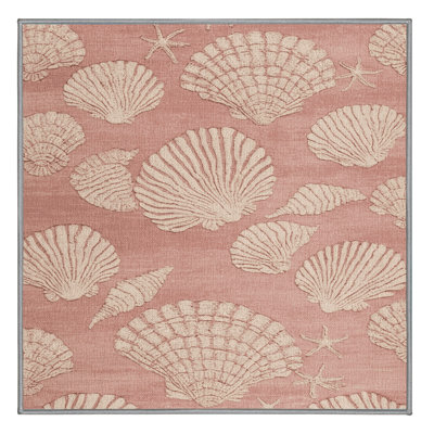 Washable Seashell pinks Nautical Area Rug