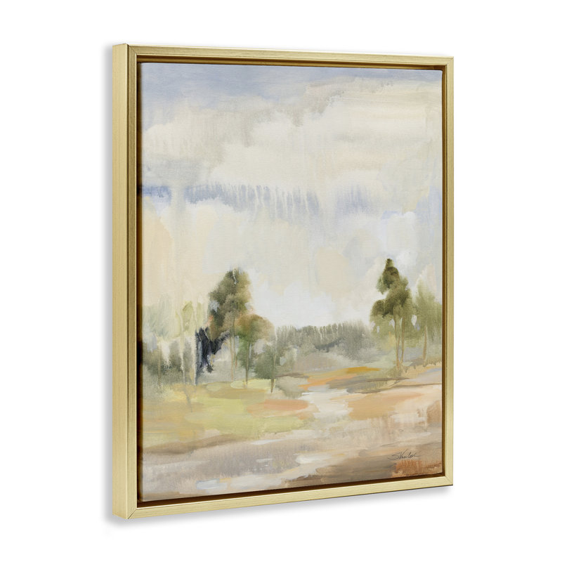 «Light Summer Rain» par Silvia Vassileva, Cadre flottant métallique doré, H 21 po x l 17 po