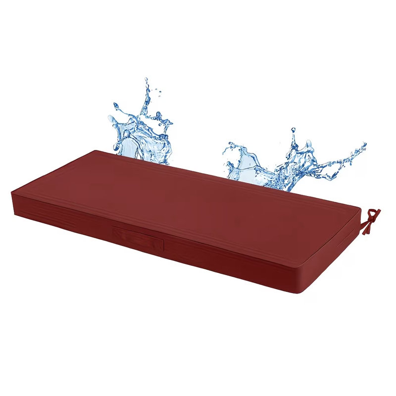 Coussin de banc d'extérieur, coussin de balcon imperméable et résistant à la décoloration avec un fond antidérapant et des attaches; Le banc est livré avec une housse amovible, dimensions: 45 po x 18 po x 3 po rouge