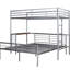 Lit superposé en métal avec bureau intégré - simple sur double, argent métallique pour une élégance de chambre à coucher solide et stable-632552171