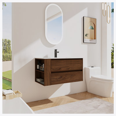 Meuble-lavabo mural 36 po avec lavabo en céramique