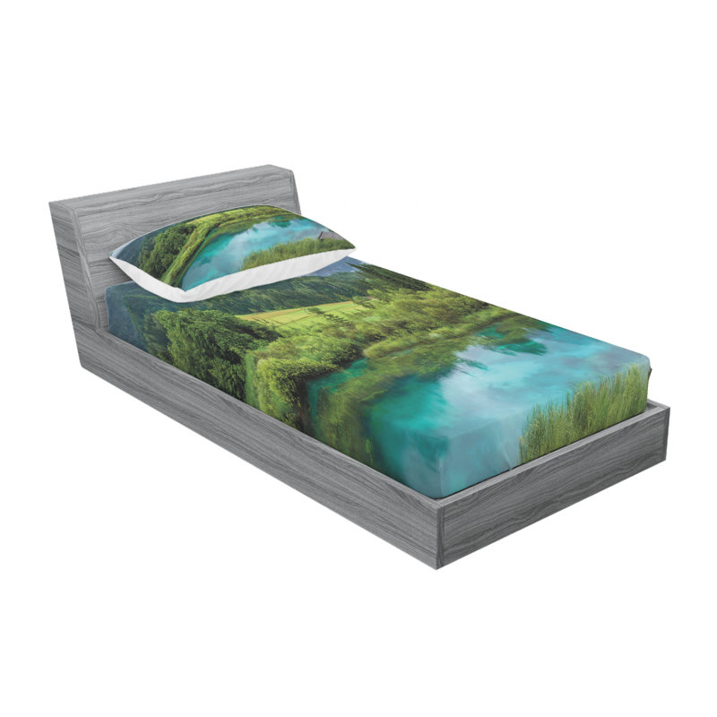 Ensemble de draps en slovénie zelenci étang near kranjska gora, Ensemble de draps pour lit simple avec drap-housse