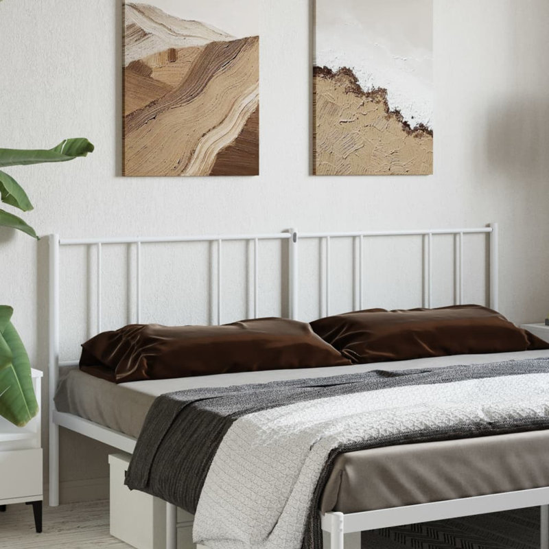 Headboard metal, White, 90cm H x 200cm W x 3cm D