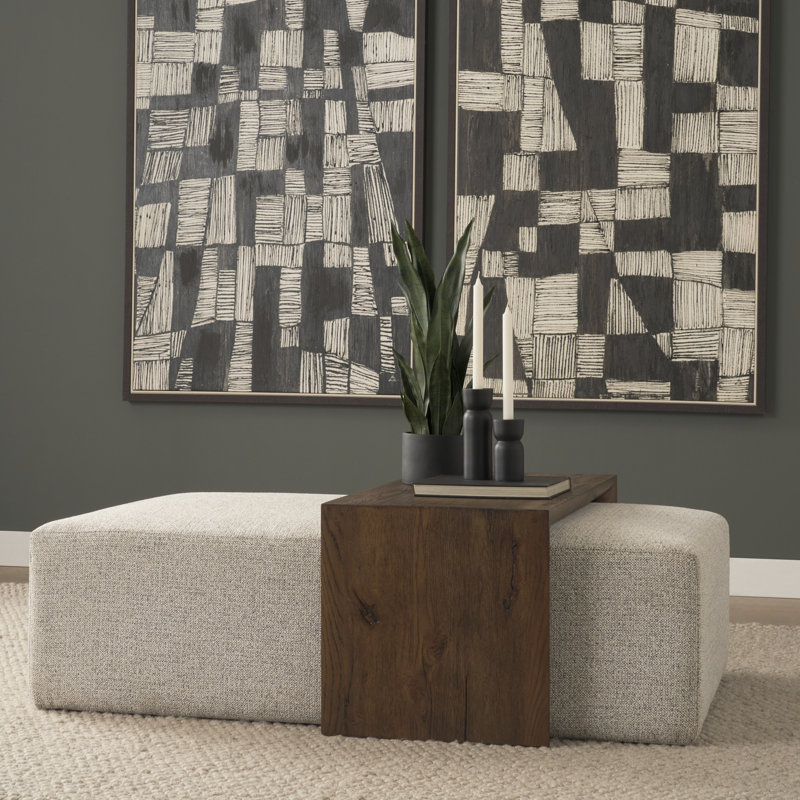 Table basse en tissu Trayden gris avec plateau coulissant brun 55,0 x 37,0 x 46,0 (cm)