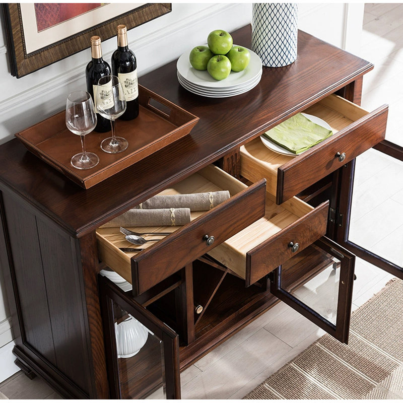 Buffet en bois massif et verre American Country-style