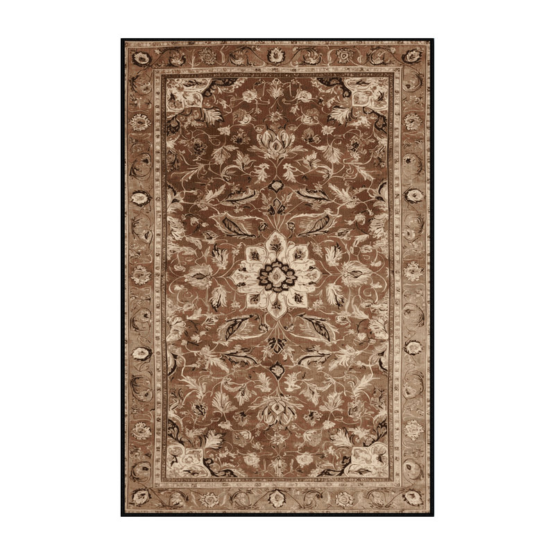 Tapis brun lavable à la machine, Rectangle 5 pi x 7 pi
