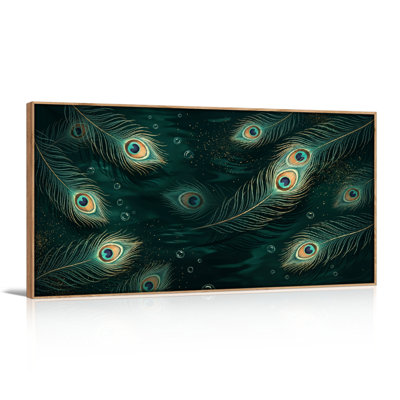 Plumes de paon, reproduction d'art sur toile, ensemble de 1