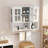 3-Door Wooden Bathroom Wall Cabinet With Glass Door, Open And Hidden Storage, Towel Bar For Versatile Home Use-1835589771