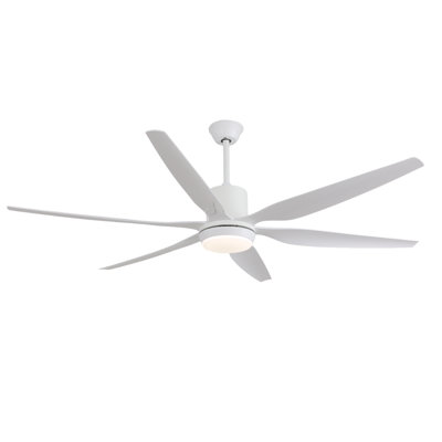  66" Modern Ceiling Fan with LED Light, 6 ABS Blades, DC Motor, Acrylic Shade, Remote Control for Living Room, Dining Room, Large Bedroom