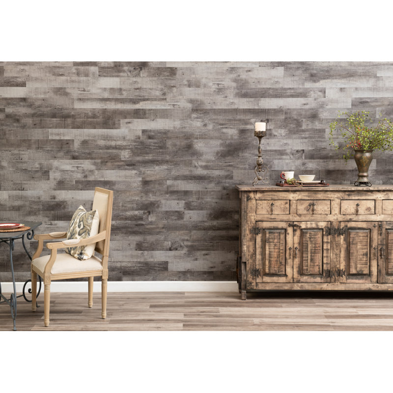 Panneaux muraux en bois de grange pelez et collez 4 po x 36 po (paquet de 3), Bois flotté