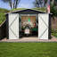 Remise de rangement extérieure 10 x 10 pi, métal Portes et cadre verrouillables. Ventilation améliorée imperméable. Noir Convient à la pelouse, à la cour, au patio et requiert une structure solide. , Ventilé, idéal