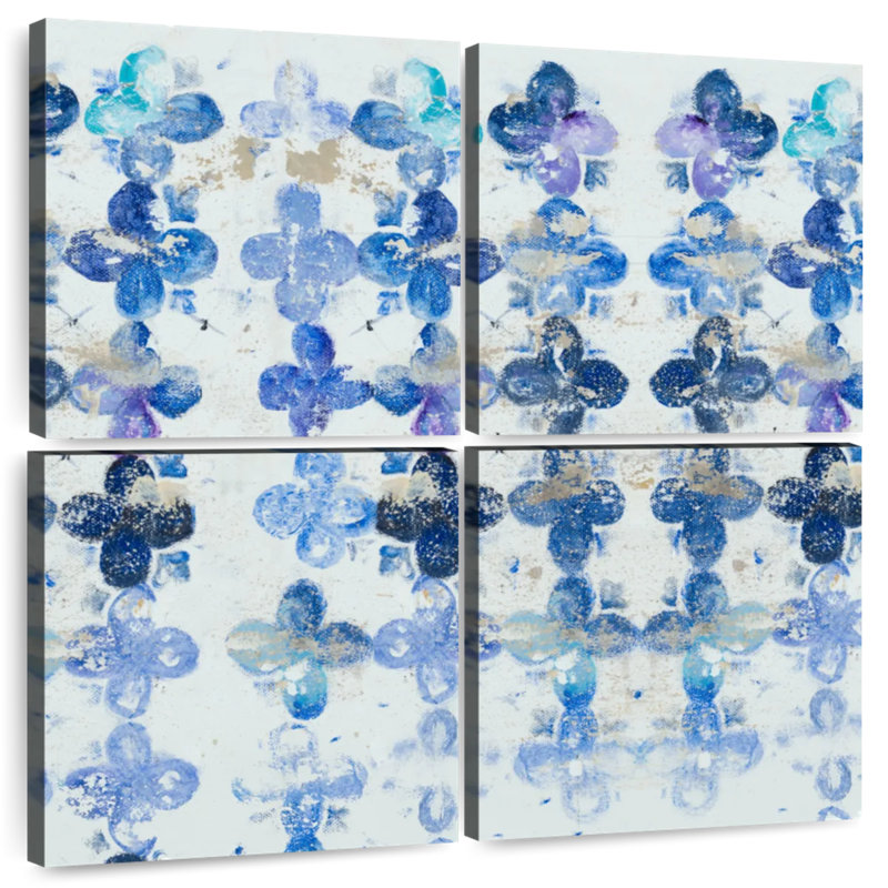 Avery Blue Quatrefoil I, 74" H x 74" W