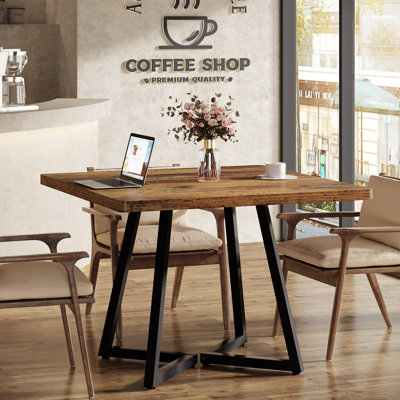 Square Dining Table, 31.5" Industrial Dinner Table