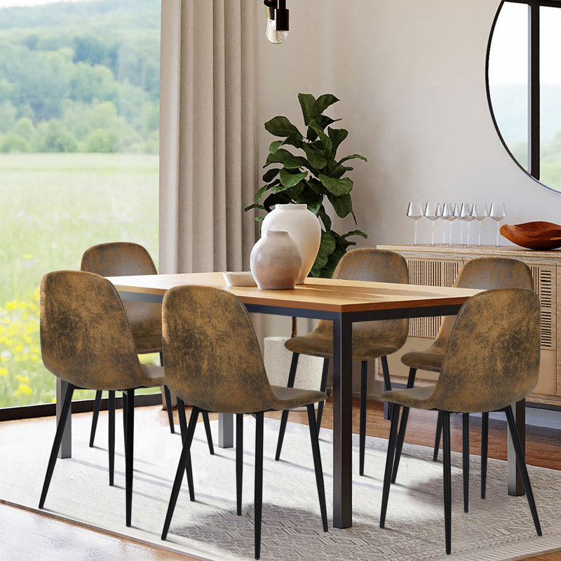Ergonomic Faux Leather Upholstered Dining Chair, 6