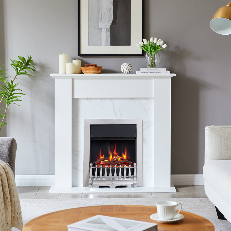 BLENHEIM FLAMEKO 23.3cm W Electric Fireplace Insert, Chrome