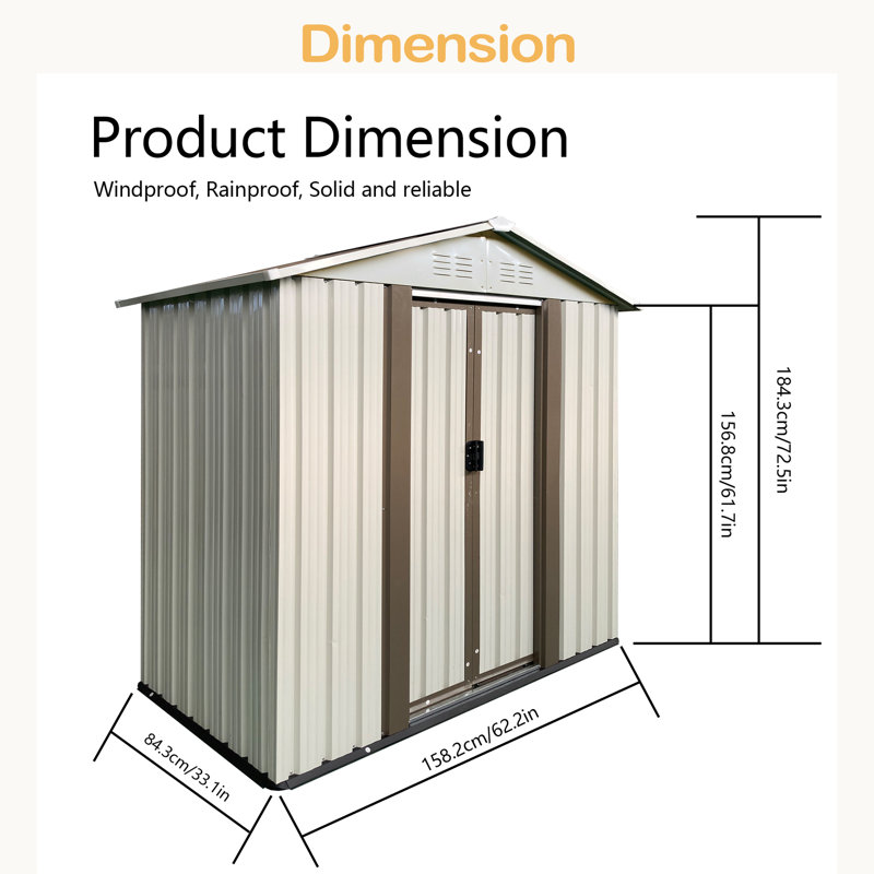 Abri de jardin extérieur avec toit 5 pi x 3 pi, structure robuste