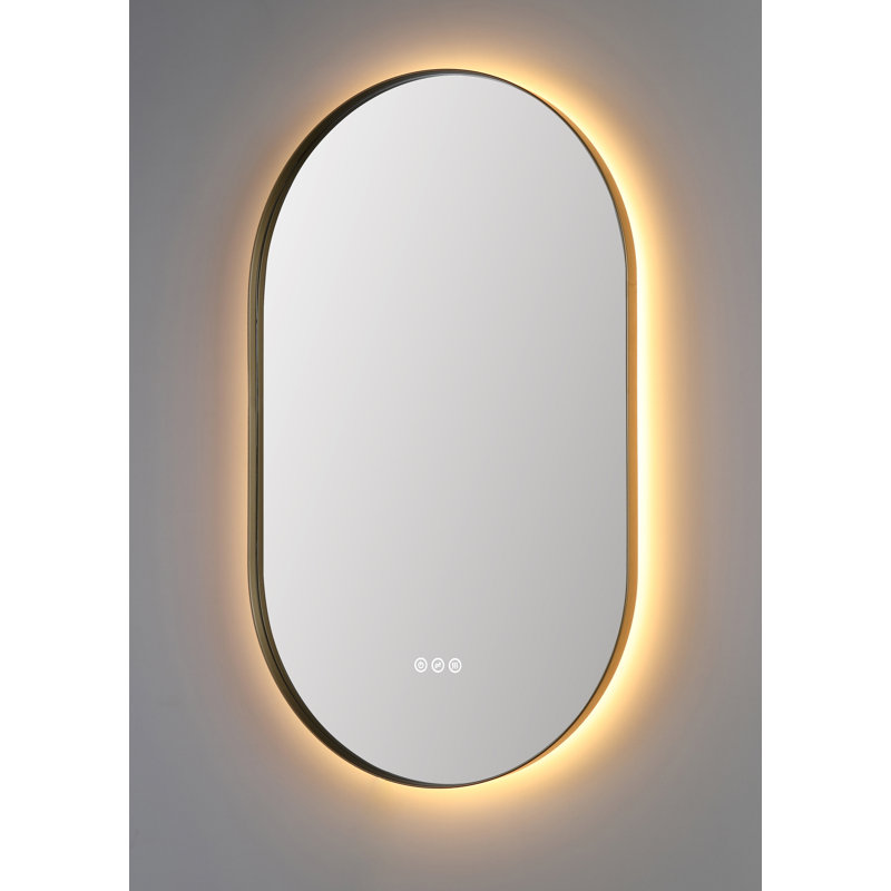 Shell LED Mirror, 35.43" x 21.65", Gold, Oval