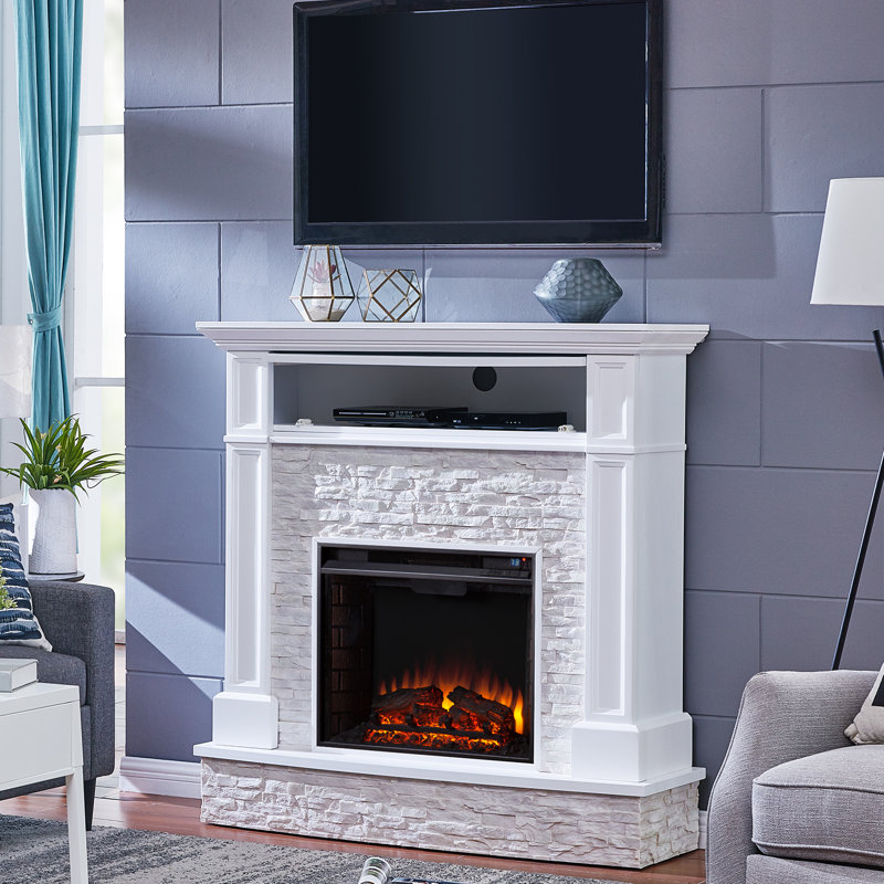 Cheridy 23'' W White/rustic White Electric Fireplace
