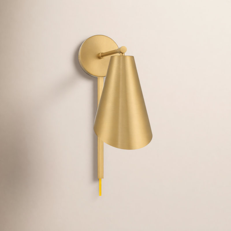 Applique murale 1 lumière Dannie en noir mat, Laiton naturel