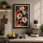Peachy Blooms on Navy Botanical - Wrapped Canvas-987990671-987990657