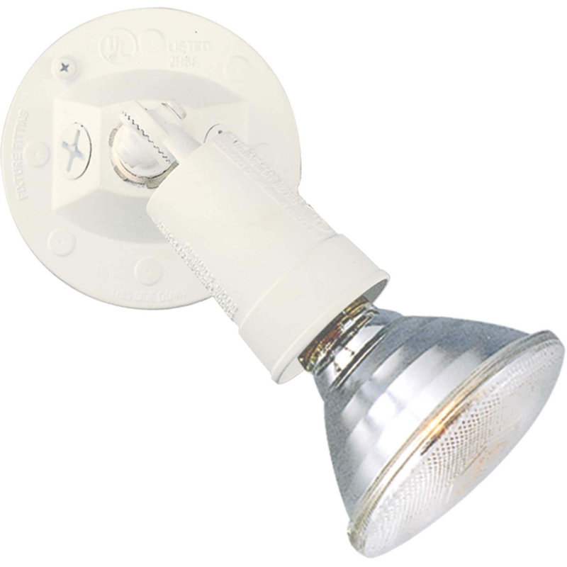1-Light Outdoor White Flood Spot Light, White