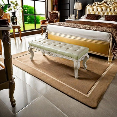 Banc rembourré en cuir véritable European Luxury
