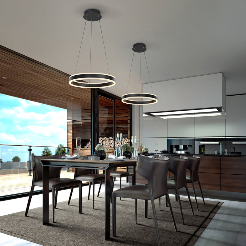 Aty 1 - Light Matt Black LED Geometric Pendant