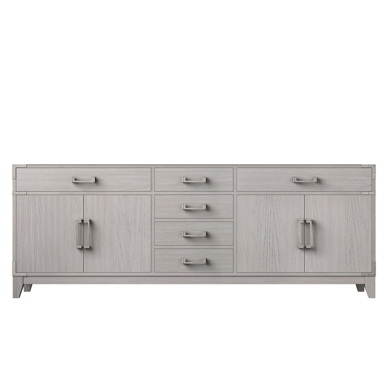 Meuble-lavabo double en chêne blanc 84 po X P 22 po D