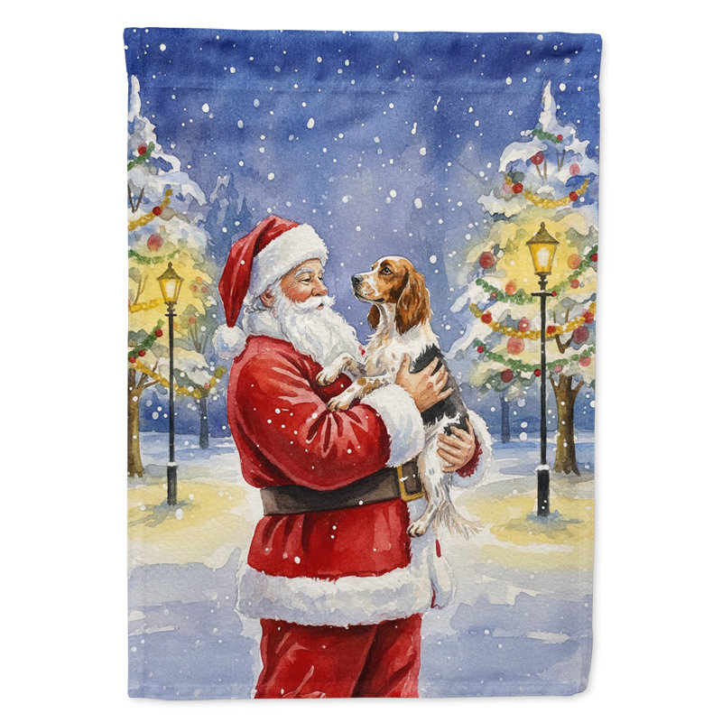 Setter anglais avec drapeau de la maison du Père Noël, Taille de la maison, Setter anglais