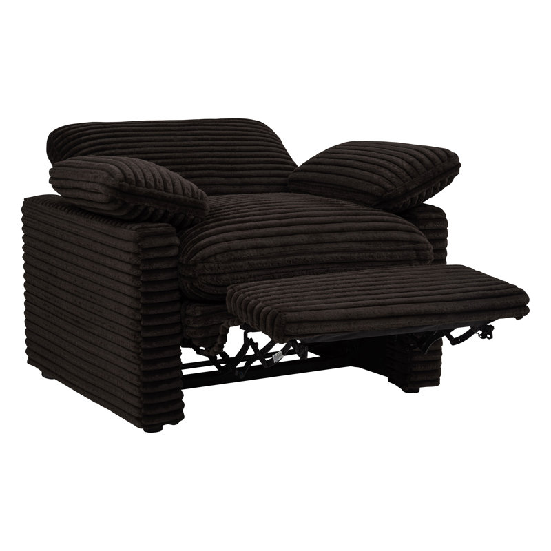 Fauteuil inclinable électrique Hollander brun chocolat avec revêtement en velours côtelé et accoudoirs rembourrés