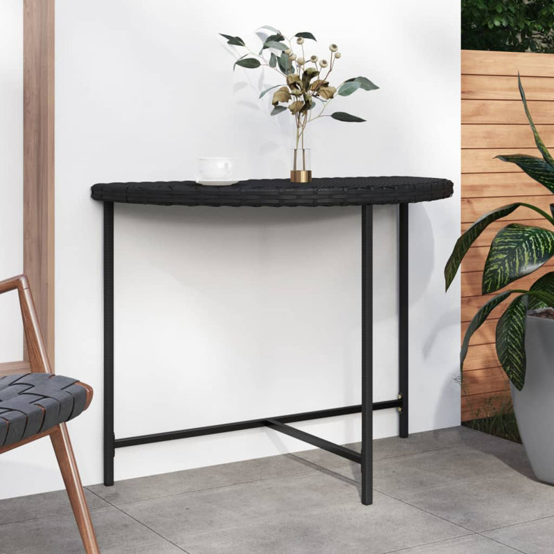 Guiles Rattan Balcony Table, 29.53cm H x 31.5cm W x 50cm D, Black