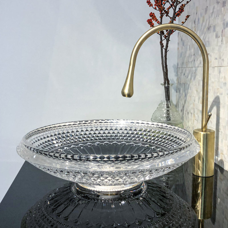 Lavabo de salle de bain vasque circulaire en cristal 17,3 po Fanwin Star