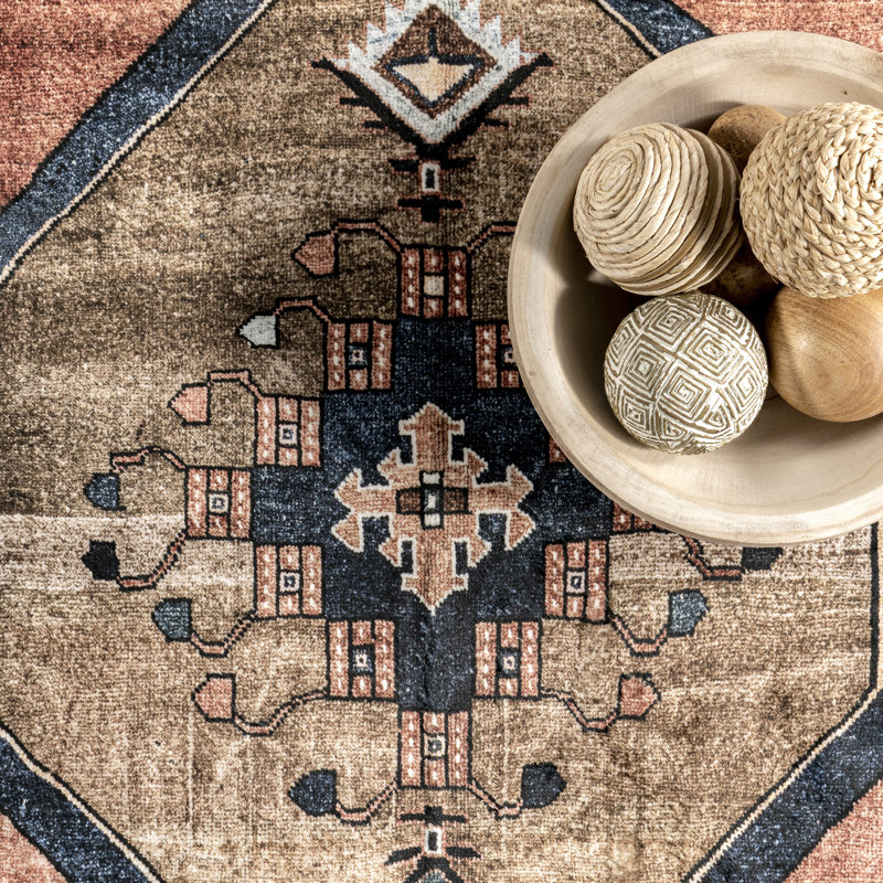 Judy SpinClean Traditional Persian Machine Washable Area Rug, Rectangle 4' x 6'