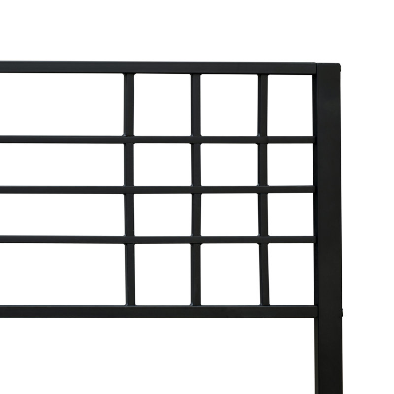 Structure de lit Tyler avec 9 pieds en métal - Lit haut de gamme thermolaqué noir, Double