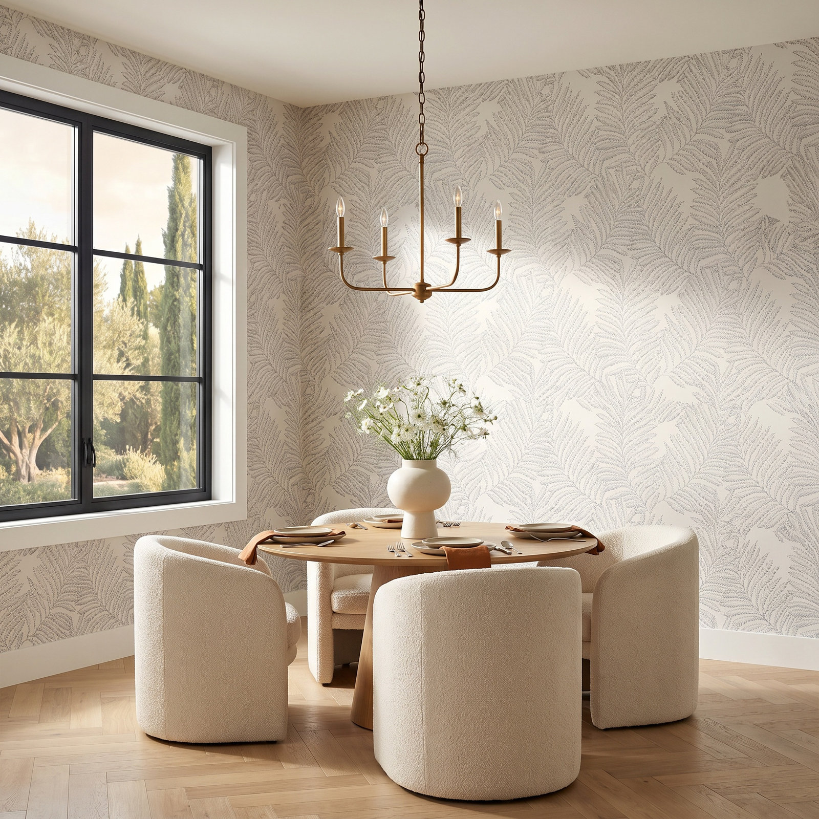 Palmina Modern Floral Wallpaper, Gray