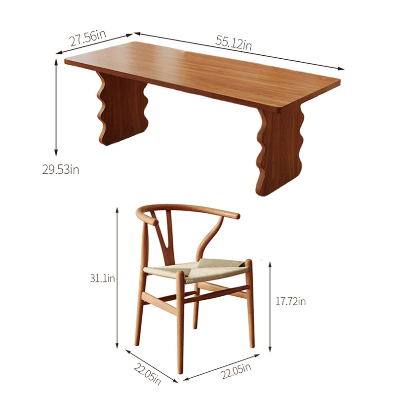 Ensemble de table de salle à manger en bois massif, H 29,53 po x L 55,12 po x l 27,56 po