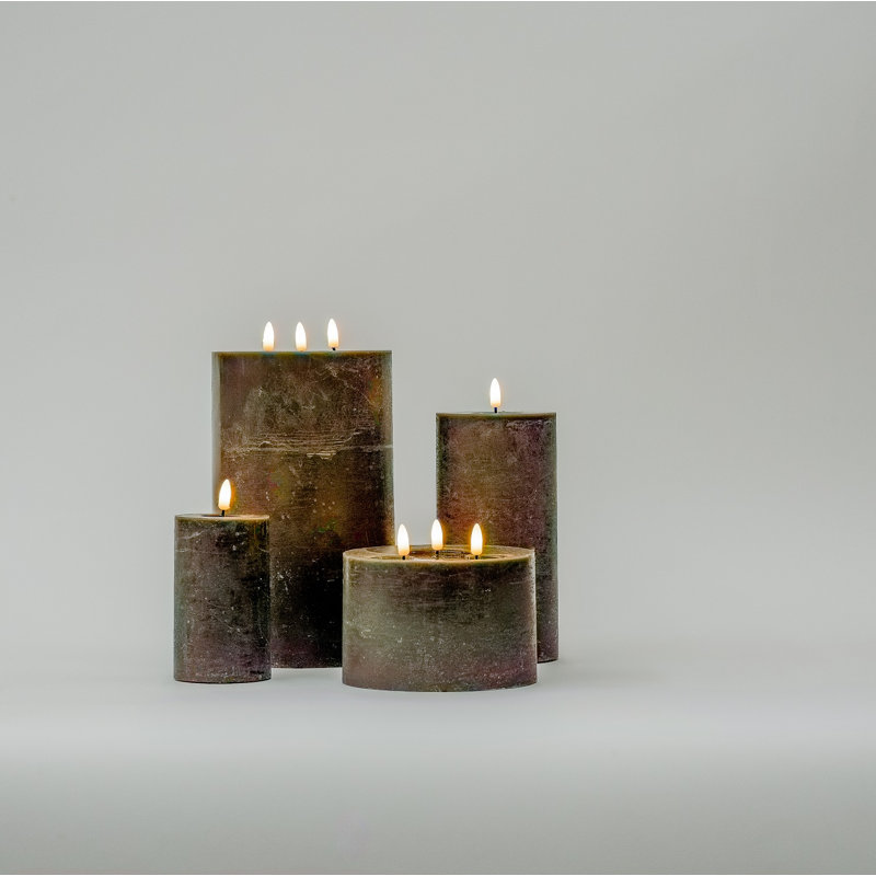 3 Wick Small Flameless Candle, Black